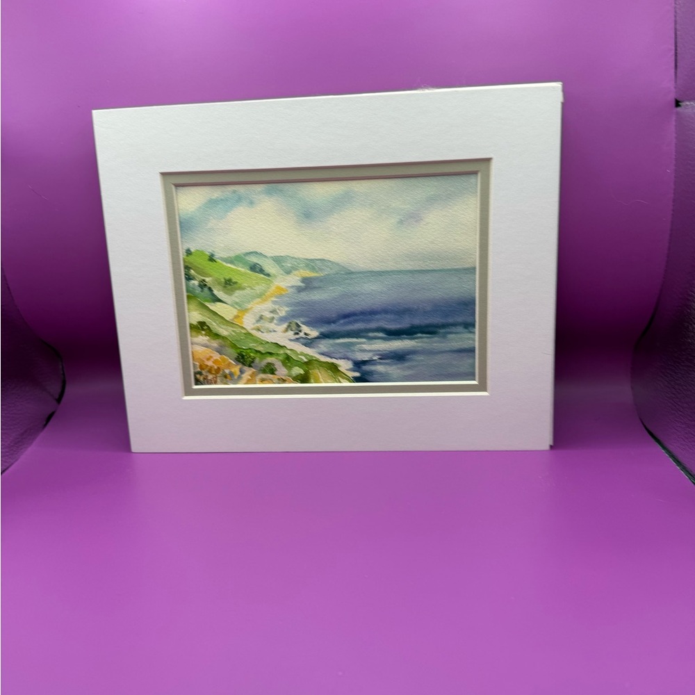 Tranquil Seaside Watercolor in Elegant White Frame